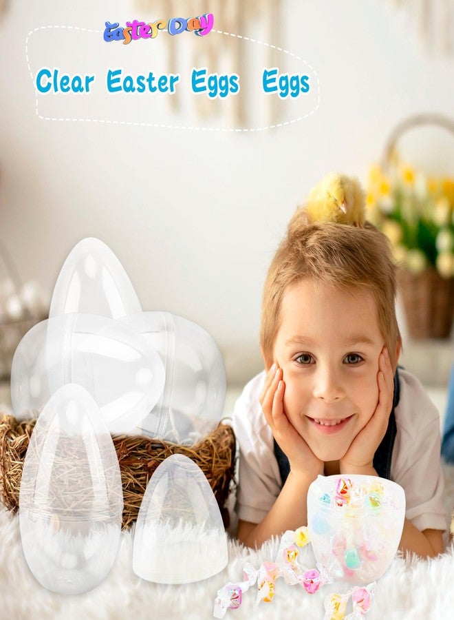 Restroma 18 Pcs 4.5 Inch Large Clear Easter Eggs Empty Fillable Plastic Surprise Egg Big Transparent Easter Eggs for Easter Party Supplies Hunt Decoration - Image 3